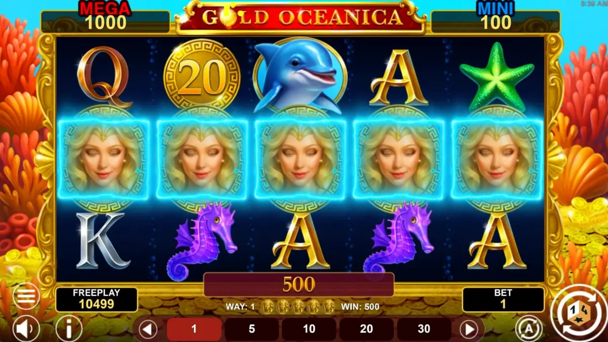 Gold Oceanica mobile slot interface