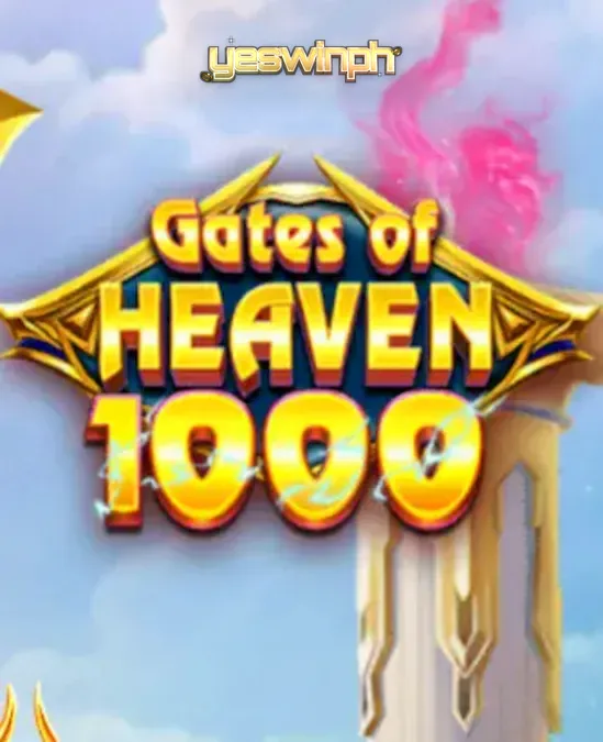 Ang makulay at celestial na disenyo ng Gates of Heaven 1000 slot machine.